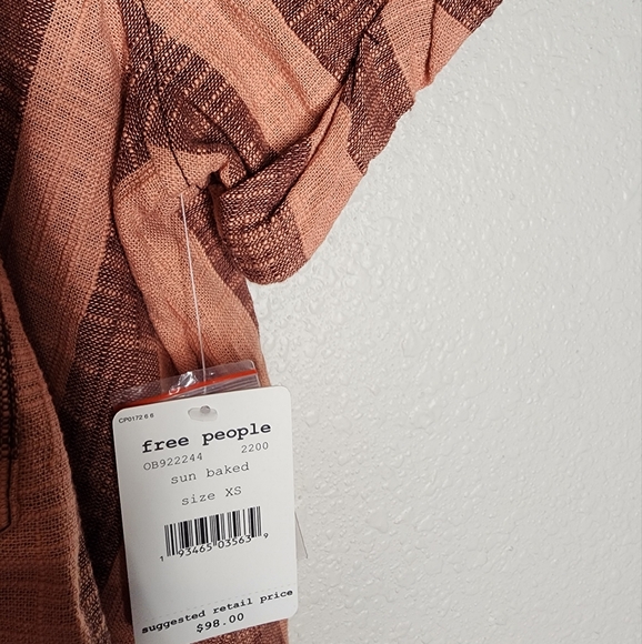 Free People Away At Sea Striped Top in Sun Baked Size XS New With Tags - Picture 7 of 8